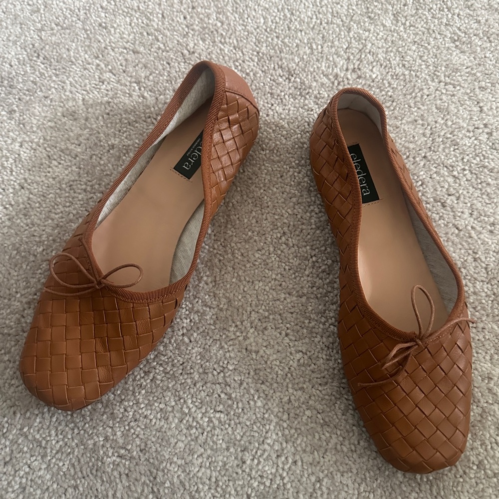 Eledera Tan Woven Leather Loafers